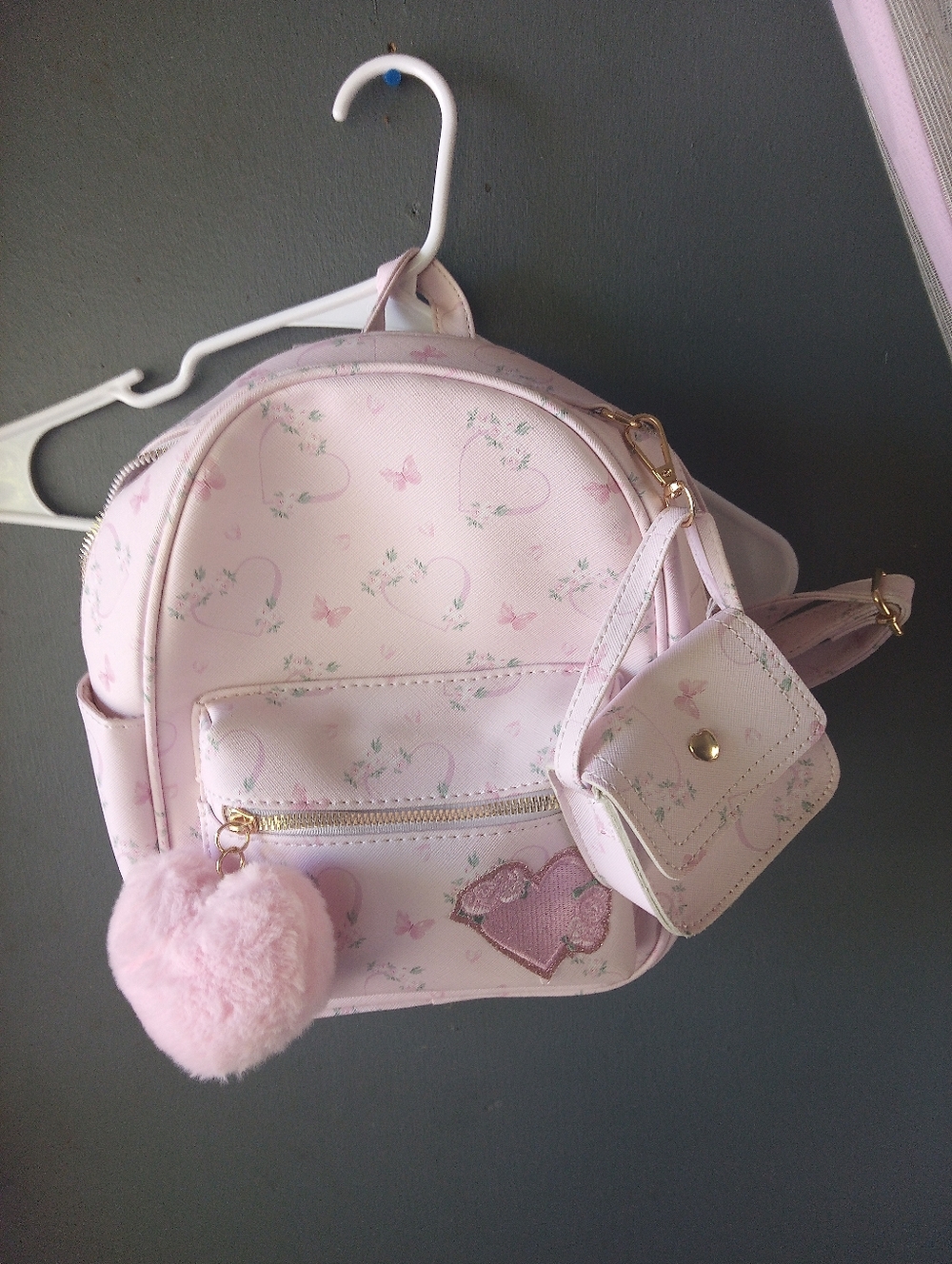 ❤️ NEW WITHOUT TAGS,  Women's mini heart and floral backpack Pink❤️